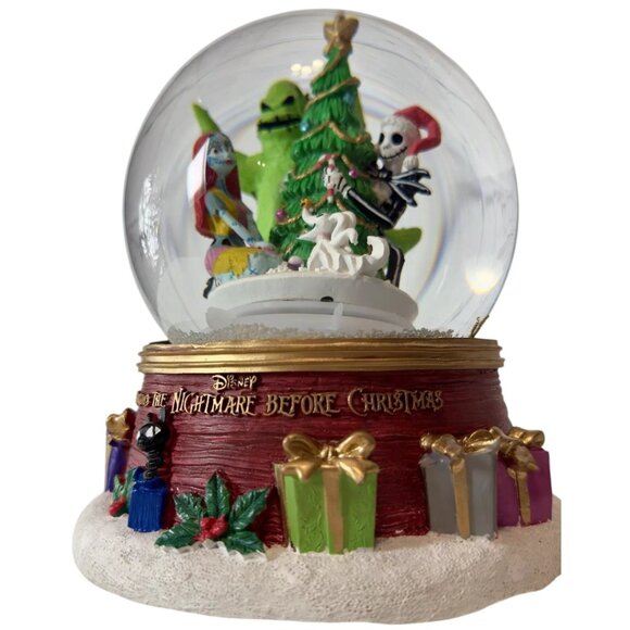 Nightmare Before Christmas Light Up Water Snow Globe Plays Music Sound Disney - Picture 2 of 9